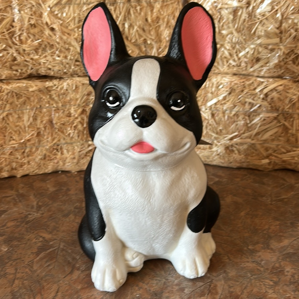 Black and White French Bulldog Dog Statue - Picture 5 of 7